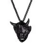 U7 Men Gothic Jewelry Stainless Steel Silver Black Evil Demon Horn Skull Pendant Necklace