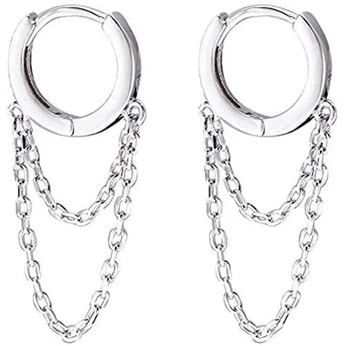 COLORFUL BLING Tassel Chain Dangle Small Hoop Earrings for Women Girls Men Minimalist Personalized Punk Jewelry COLORFUL BLING Tassel Chain Dangle Small Hoop Earrings for Women Girls Men Minimalist Personalized Punk Jewelry