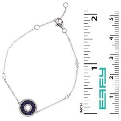 Effy 14K White Gold Sapphire & Black/White Diamond Circle Bracelet, 0.68 TCW