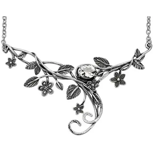 PZ Paz Creations 925 Sterling Silver Floral Swirl Gemstone Statement Necklace PZ Paz Creations 925 Sterling Silver Floral Swirl Gemstone Statement Necklace