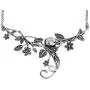 PZ Paz Creations 925 Sterling Silver Floral Swirl Gemstone Statement Necklace PZ Paz Creations 925 Sterling Silver Floral Swirl Gemstone Statement Necklace