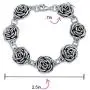 Black Antiqued Finish Roses Flowers Bracelet For Women For Girlfriend Hollow 925 Sterling Silver 7.5 Inch Black Antiqued Finish Roses Flowers Bracelet For Women For Girlfriend Hollow 925 Sterling Silver 7.5 Inch