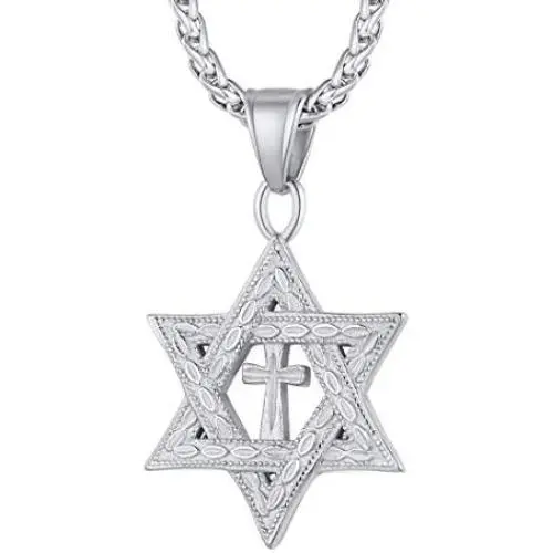 Richsteel Star of David Necklace for Men Women Stainless Steel/18K Gold Plated Hexagram Pendant with 22 Inches Chain Jewish Israel Jewelry