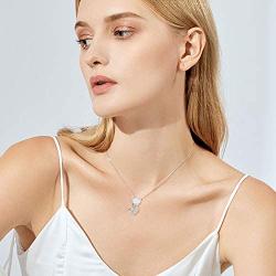 TRISHULA Moonstone/Opal Cat Pendant Necklace for Cat Lover, S925 Sterling Silver Cute Animal Cat Crescent Moon Charm Necklace for Women Girls 18+2 (Gift Box Included)