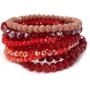 Miracle Collection Bohemian 9 Strands Crystal Beaded Multi-Layer Stacking Elastic Bracelets - Versatile Stretch Strand Statement Bracelet