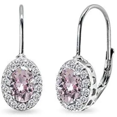 Sterling Silver 6x4mm Oval Halo Leverback Earrings Made with Swarovski Crystals Sterling Silver 6x4mm Oval Halo Leverback Earrings Made with Swarovski Crystals