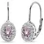 Sterling Silver 6x4mm Oval Halo Leverback Earrings Made with Swarovski Crystals Sterling Silver 6x4mm Oval Halo Leverback Earrings Made with Swarovski Crystals