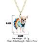 NEWEI Acrylic Sweet Chihuahua Dog Puppy Necklace Chain Pendant Collar Fashion Animal Pet Jewelry for Women Gifts Charm