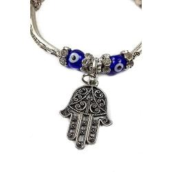 Nazareth Store Blue Beads Evil Eye Bracelet Hamsa Hand of Fatima for Men Women Stretch Bracelets Lucky Charm