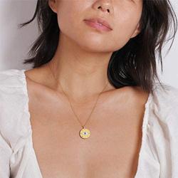 Evil Eye Necklace for Women Gold Medallion Coin Necklace Crescent Moon Necklace Protection Hamsa Necklace 18K Gold Plated Necklaces for Women Dainty Jewelry Gift