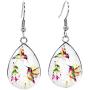 Earrings/Hummingbird Tear drop Earring Glass Dome Photo Jewelry Bird Art Earrings