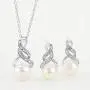 Sterling Silver Cultured Freshwater Pearl and Diamond Accent Pendant Necklace and Drop Earring Jewelry Set Sterling Silver Cultured Freshwater Pearl and Diamond Accent Pendant Necklace and Drop Earring Jewelry Set