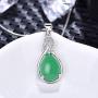 Womens Platinum Plated Pear-Shaped Simulated Agate Pendant Teardrop Necklace Birthstone Jewelry Gifts for Mother ZY048