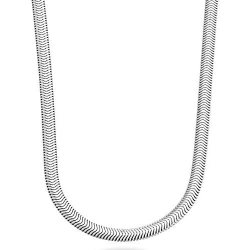 Miabella 925 Sterling Silver Italian 4mm Solid Diamond-Cut Flat Snake Dome Herringbone Chain Link Necklace for Women Men 16, 18, 20, 22, 24 Inch Made in Italy