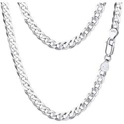 PROSTEEL 925 Sterling Silver Cuban Link Chain/Figaro Chain/Rope Chain, Solid Silver Necklace for Women Men, 14''/18''/20''/22''/24''/26''/28'', Come Gift Box