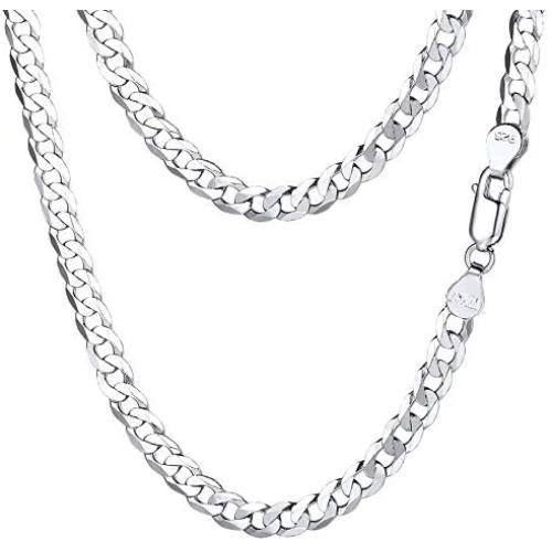 PROSTEEL 925 Sterling Silver Cuban Link Chain/Figaro Chain/Rope Chain, Solid Silver Necklace for Women Men, 14''/18''/20''/22''/24''/26''/28'', Come Gift Box