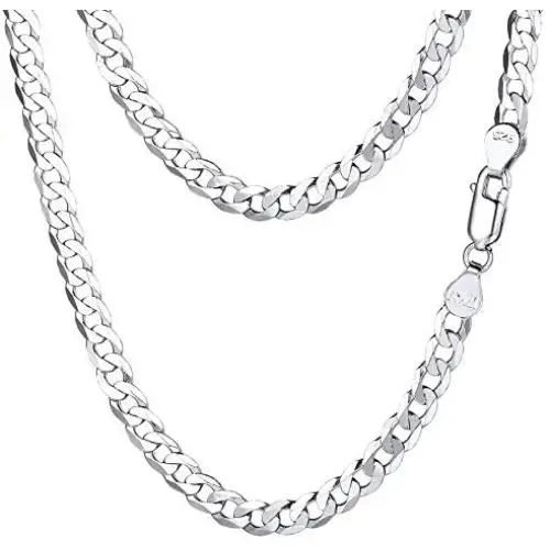 PROSTEEL 925 Sterling Silver Cuban Link Chain/Figaro Chain/Rope Chain, Solid Silver Necklace for Women Men, 14''/18''/20''/22''/24''/26''/28'', Come Gift Box