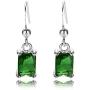RIZILIA Dangle Drop Pierced Earrings with Rectangular Cut CZ [9 Colors available] in White Gold Plated, Simple Modern Elegant