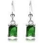 RIZILIA Dangle Drop Pierced Earrings with Rectangular Cut CZ [9 Colors available] in White Gold Plated, Simple Modern Elegant