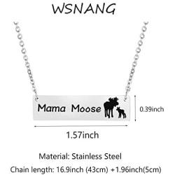 WSNANG Mama Animal Necklace Mama Moose Necklace Sweet Family Jewelry for Mother Grandma