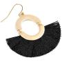 Bohemian Fan Fringe Thread Tassel Drop Earrings - Statement Half Circle, Clover Leatherette, Flower, Quatrefoil Chandelier Dangles