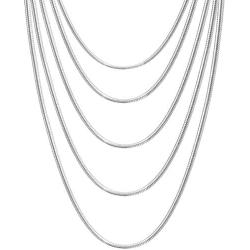 Zhx 3PCS/5PCS 925 Sterling Silver Snake Chains Necklaces 16'' 18'' 20'' 22'' 24'' 26'' 28'' 30''