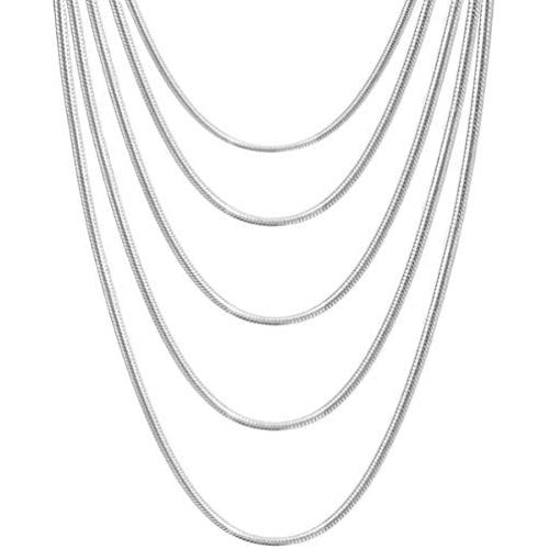 Zhx 3PCS/5PCS 925 Sterling Silver Snake Chains Necklaces 16'' 18'' 20'' 22'' 24'' 26'' 28'' 30'' Zhx 3PCS/5PCS 925 Sterling Silver Snake Chains Necklaces 16'' 18'' 20'' 22'' 24'' 26'' 28'' 30''