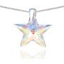 Royal Crystals Sterling Silver 925 Star Earrings and Star Pendant Necklace made with Blue Aurora Borealis Swarovski Crystals Fine Jewelry, 18 inches