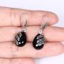 EVER FAITH 925 Sterling Silver Garnet Gemstone Crystal Art Nouveau Inlay Teardrop Hook Earrings