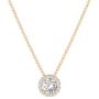 PAVOI 14K Gold Plated Post Faux Diamond Round Solitaire Pendant Halo Necklace | Gold Necklace for Women | Slider Adjustable