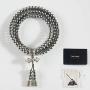 Chimok Full Stainless Steel Buddha Beads Necklace, Destiny Nepal Prayer Hand Bracelet,108 Buddhist Mala Beads for Meditation Prayer,Self Denfense Necklace