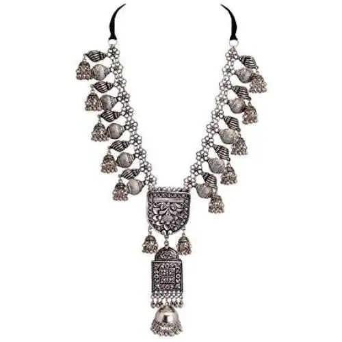 Zephyrr Tribal/Banjara Long Necklace For Women W/Jhumki Tassels Casual Jewelry