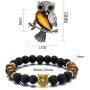 Softones Owl Necklace Healing Crystals Necklace for Women Men Reiki Spiritual Energy Gemstone Necklace Lava Owl Bracelet Set Gifts for Women with Gift Box