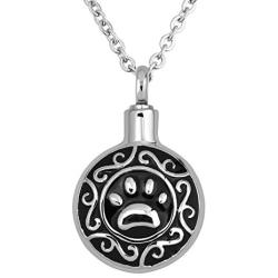 Sug Jasmin Pet Ashes Necklace URN Cremation Dog Paw Memorial Pendant Jewelry with Fill Kit