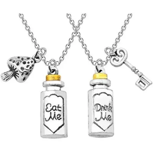 FAADBUK Alice in Wonderland Inspired Jewelry Alice in Wonderland BFF Friendship Gift Inspired by Alice Eat Me Drink Me Set Necklace FAADBUK Alice in Wonderland Inspired Jewelry Alice in Wonderland BFF Friendship Gift Inspired by Alice Eat Me Drink Me Set Necklace