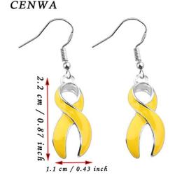 CENWA Yellow Awareness Earrings Yellow Rhinestone Ribbon Charm Cancer Awareness Jewelry Gift for Endometriosis/Bladder Cancer/Suicide Prevention/Bone Cancer