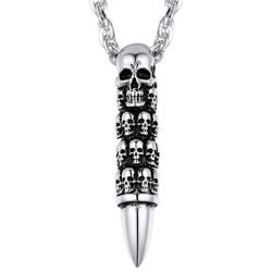 Richsteel Mens Skull/Skull Bullet/Devil Demon Pendant Necklace Stainless Steel/18K Gold Plated Punk Gothic Jewelry(with Gift Box)