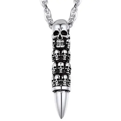 Richsteel Mens Skull/Skull Bullet/Devil Demon Pendant Necklace Stainless Steel/18K Gold Plated Punk Gothic Jewelry(with Gift Box) Richsteel Mens Skull/Skull Bullet/Devil Demon Pendant Necklace Stainless Steel/18K Gold Plated Punk Gothic Jewelry(with Gift Box)