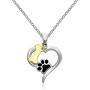 Dog Paw Print Pendant Necklace Pet Lovers 925 Sterling Silver Cute Puppy Love Heart Claw Charm Necklace for friend women girl