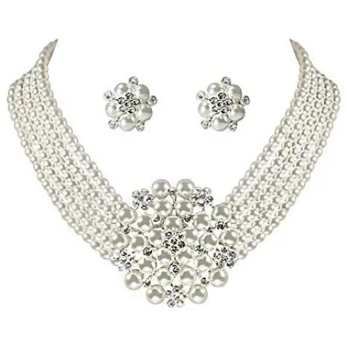 Audrey Hepburn style Faux Pearl Necklace Set Strand Ear clip Wedding Breakfast at Tiffanys for Women NL-001 Audrey Hepburn style Faux Pearl Necklace Set Strand Ear clip Wedding Breakfast at Tiffanys for Women NL-001