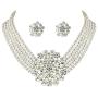 Audrey Hepburn style Faux Pearl Necklace Set Strand Ear clip Wedding Breakfast at Tiffanys for Women NL-001