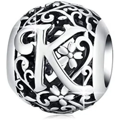 BAMOER 925 Sterling Silver Letter Retro Charms Openwork Alphabet Round Beads Fit Pandora Bracelet BAMOER 925 Sterling Silver Letter Retro Charms Openwork Alphabet Round Beads Fit Pandora Bracelet