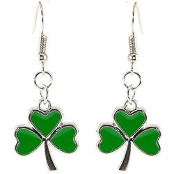 Shamrock Green Dangle Earrings: Green Clover Dangling Earrings for Women - St Patricks Day Accessories