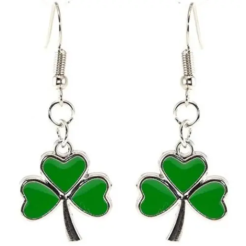 Shamrock Green Dangle Earrings: Green Clover Dangling Earrings for Women - St Patricks Day Accessories