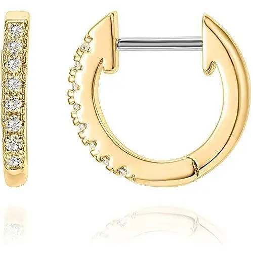 PAVOI 14K Gold Plated Cubic Zirconia Cuff Earrings Huggie Stud PAVOI 14K Gold Plated Cubic Zirconia Cuff Earrings Huggie Stud
