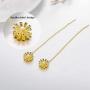 925 Sterling Silver Gold Plated Sunflower Daisy Threader Earrings Stud Drop Dangle You are My Sunshine Jewelry Gifts for Women Mom
