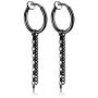 Fusamk Fashion Stainless Steel Long Chain Dangle Earrings Tube Clip On Earrings