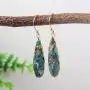 ZENGORI 1 Pair Long Teardrop Natural Turquoise with Line Fish Hook Drop Dangle Earrings ZENGORI 1 Pair Long Teardrop Natural Turquoise with Line Fish Hook Drop Dangle Earrings