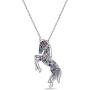 925 Sterling Silver Rainbow Unicorn Pendant Necklace- Fine Sterling Silver Jewelry- 17'' Cable Chain