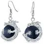 Fashion Rainbow Gemstones Crystal Opalite Translucent Round Ball Dangle Orb Asian Dragon Earrings For Women For Teen